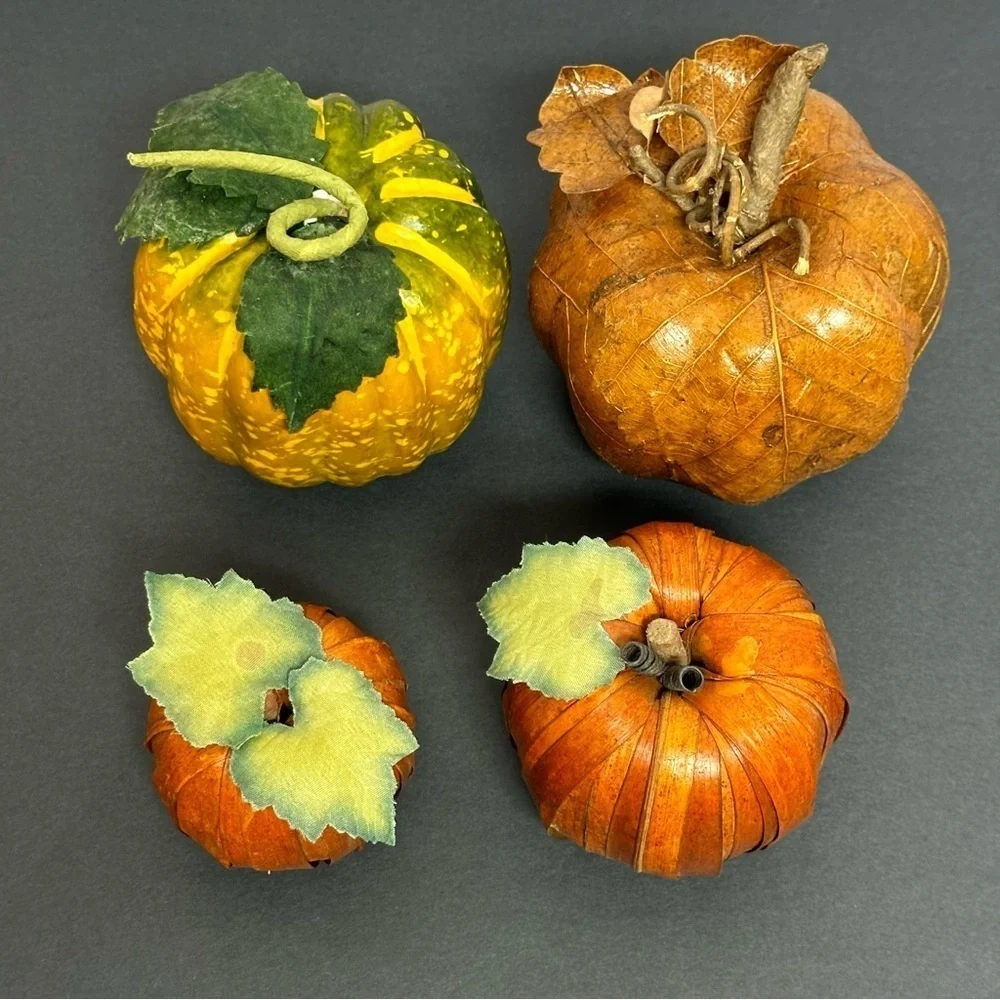 Pumpkins Lot Of 4 Holiday Decor Thanksgiving Fall Decorations